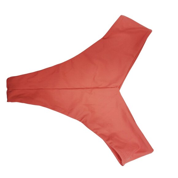 Rust Red Swimsuit Bikini Set With Knot Detail High Waist Bottoms Size M - Picture 6 of 7